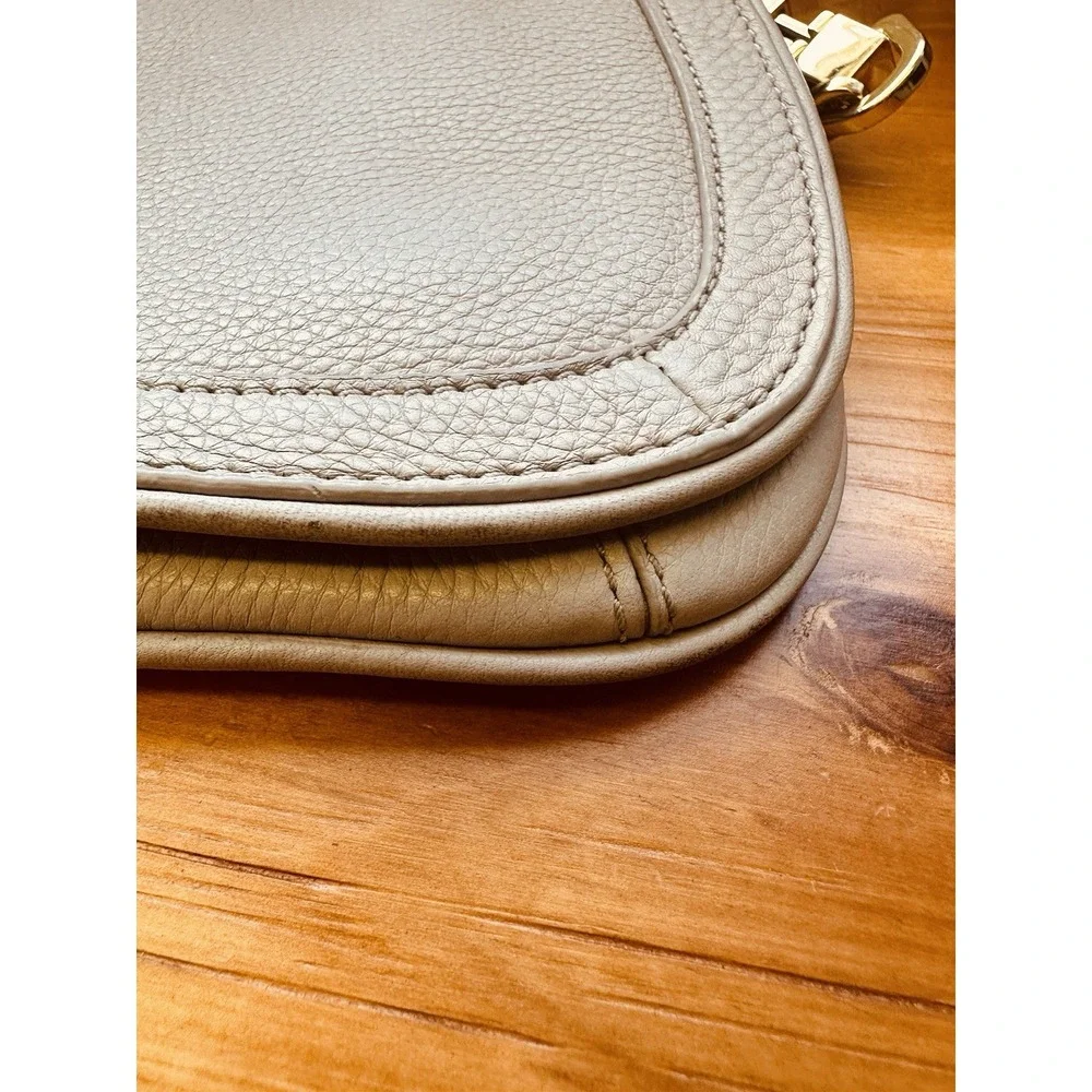 Tory Burch Amanda Logo Gray‎ Crossbody Clutch Gold Chain Flap Magnetic Closure